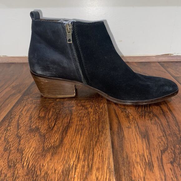 MADEWELL Cait Black Leather Suede Sz 9 Ankle Booties 2" Heel Zip Up Fall Winter - Picture 5 of 9